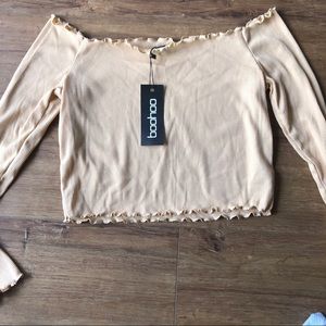 Off Shoulder Ribbed Longs Sleeve